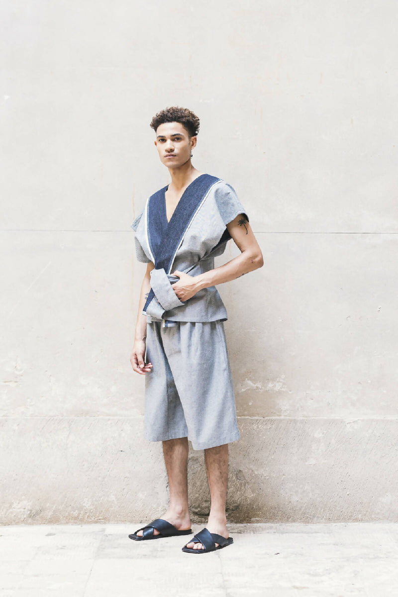 KARATEGI DENIM SHORT KIMONO