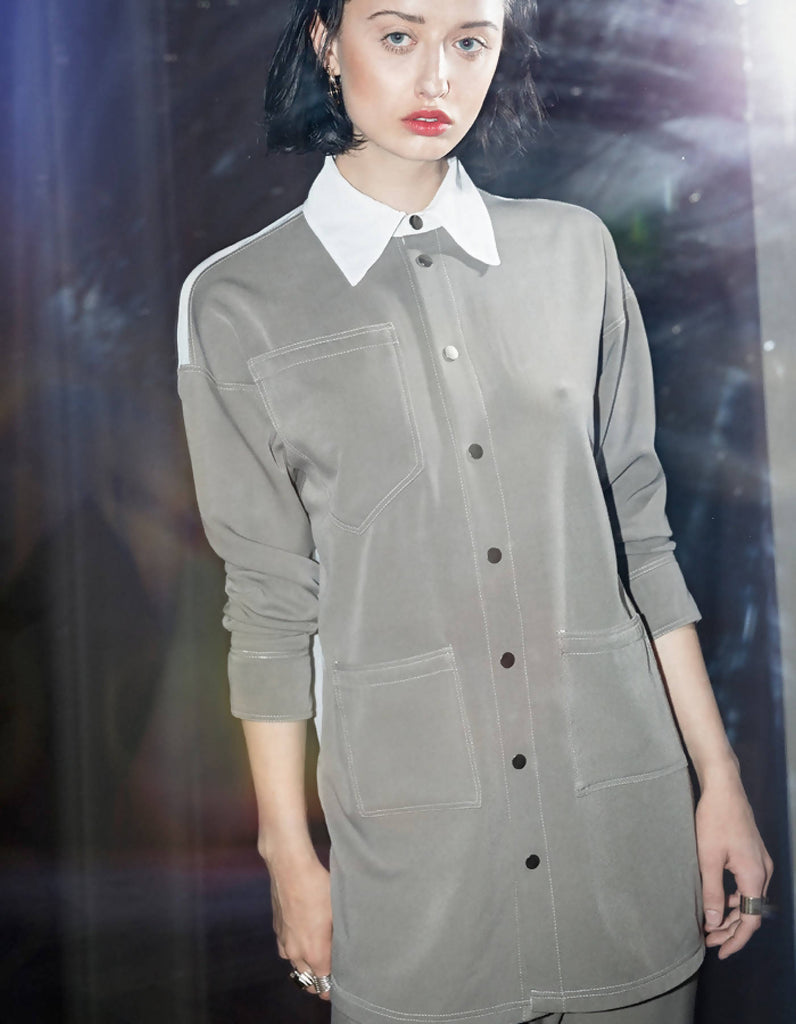 Oversized Gabardine Tulle Shirt CICCI