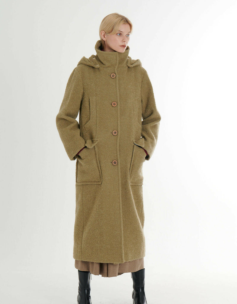 Premium Mohair Alpaca Detachable Hooded Coat