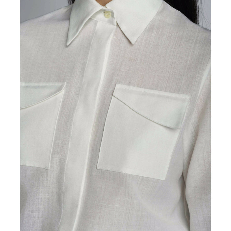 Camicia in lino con doppia tasca