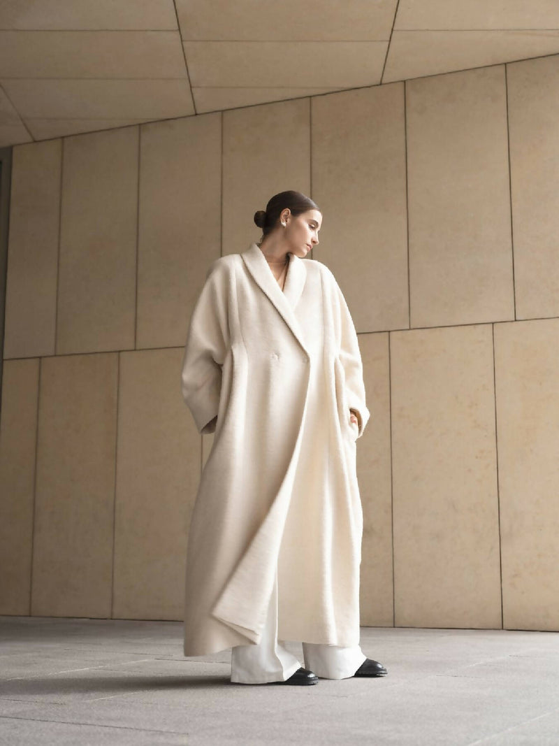 KOSIV CREAM HEMP WOOL COAT