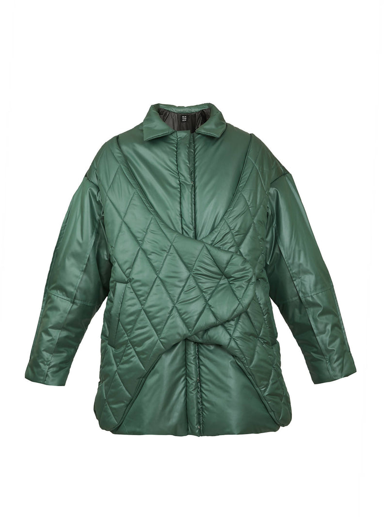 Green Stitched Puffer Jacket