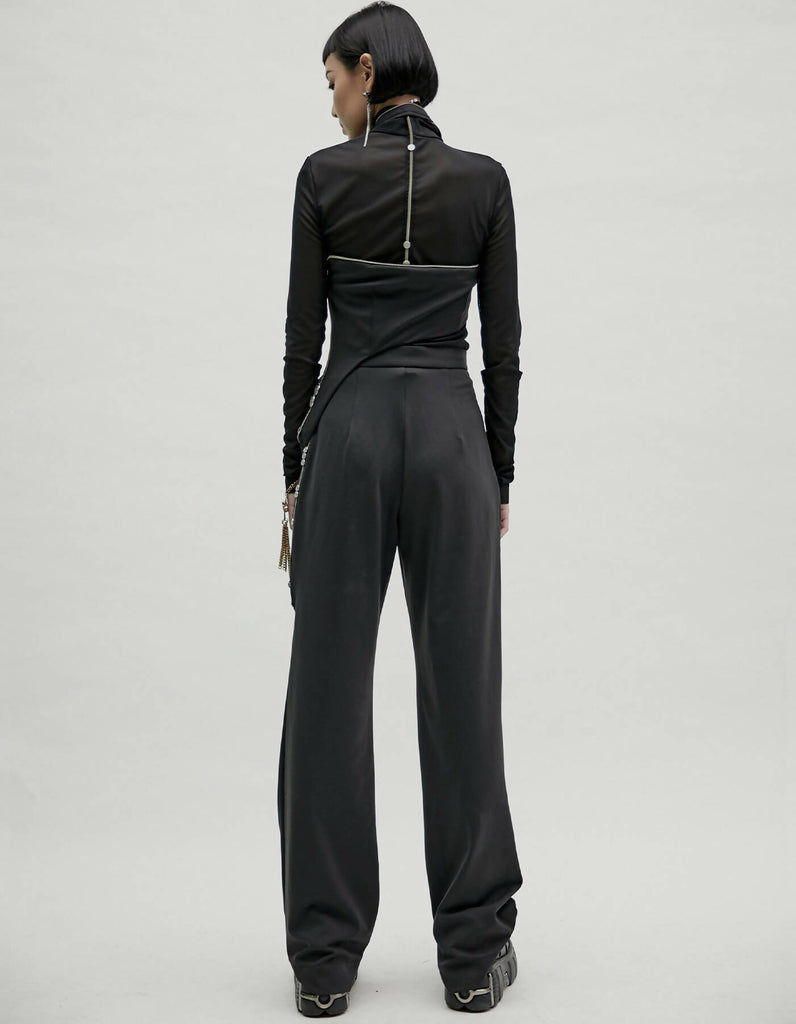 Gothic Button Zipper Halter-Neck Sharp Top