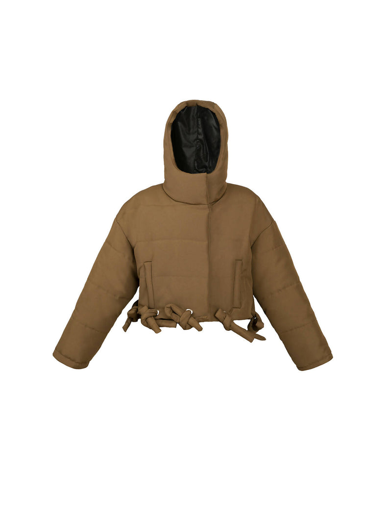 Hooded transformable puffer jacket