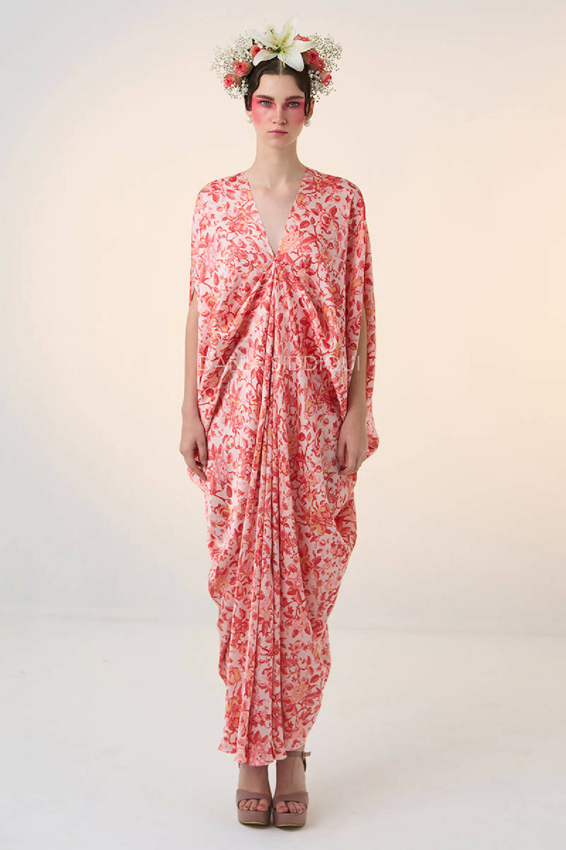 FLORAL HEART DRAPE KAFTAN