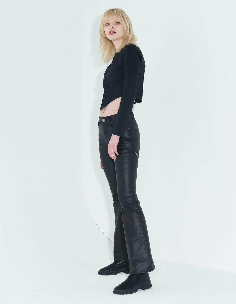 Coated Back Slit Jeans