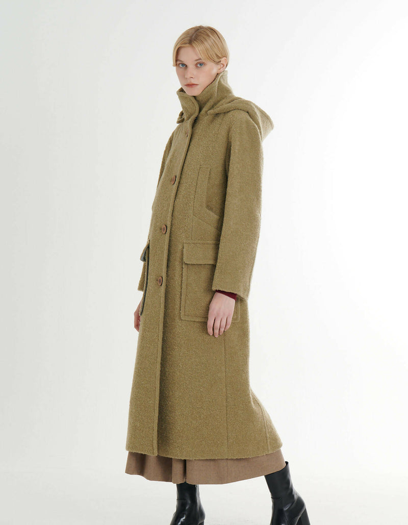 Premium Mohair Alpaca Detachable Hooded Coat