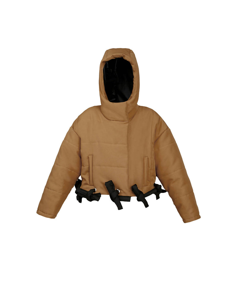 Hooded transformable puffer jacket