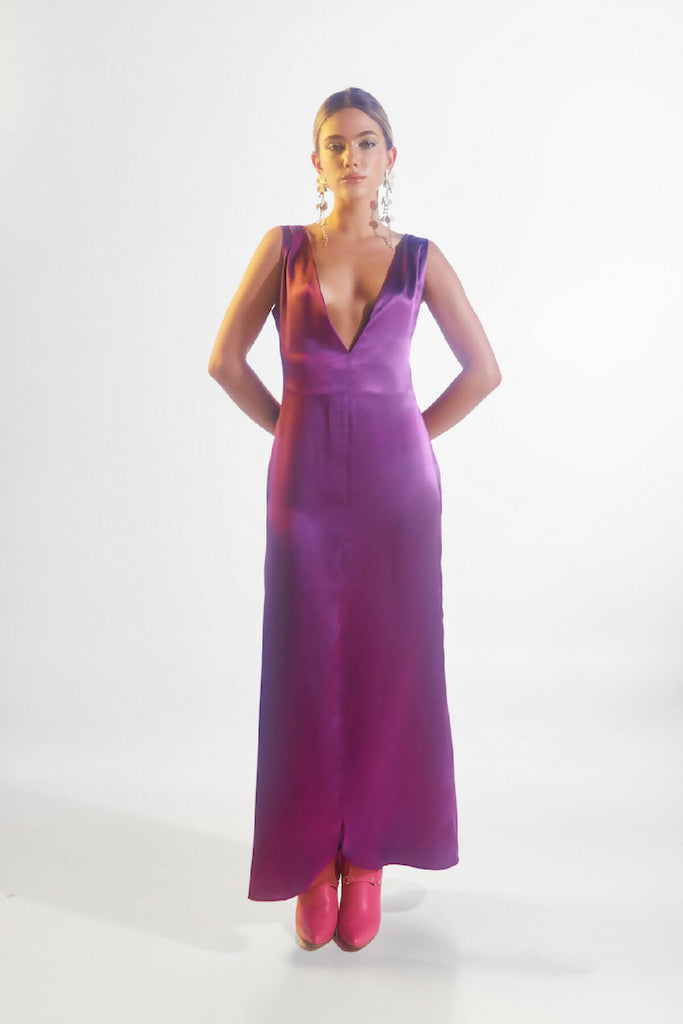 Venus Plunge Maxidress Purple
