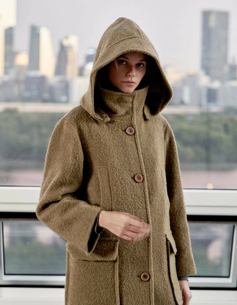 Premium Mohair Alpaca Detachable Hooded Coat