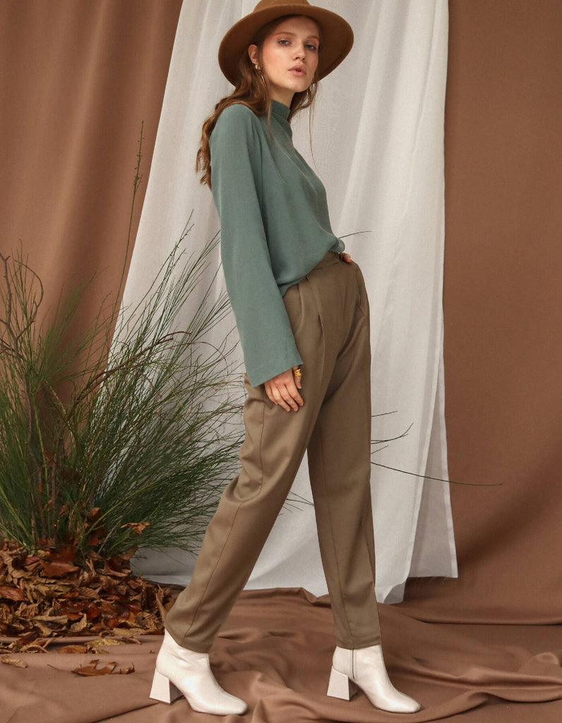 Taupe Pleated Pants