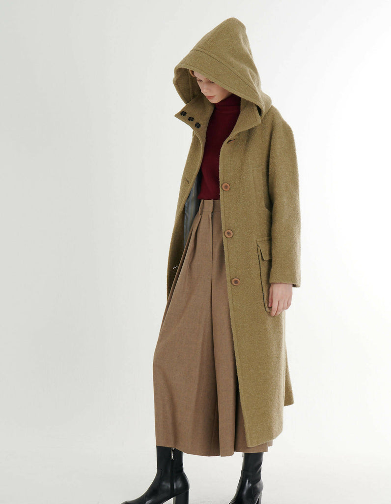 Premium Mohair Alpaca Detachable Hooded Coat