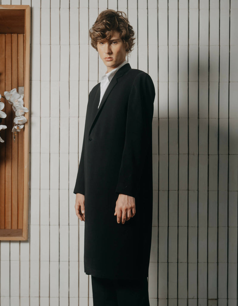 Swank White Line Hand-Embroidered Coat