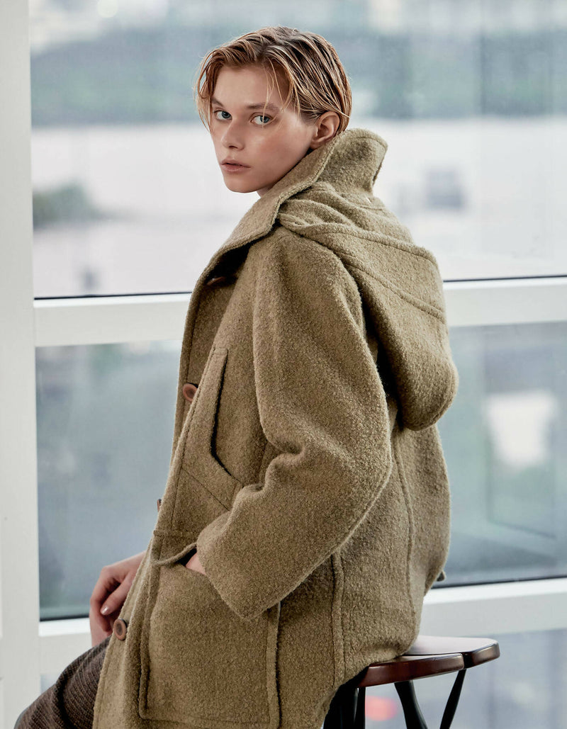 Premium Mohair Alpaca Detachable Hooded Coat