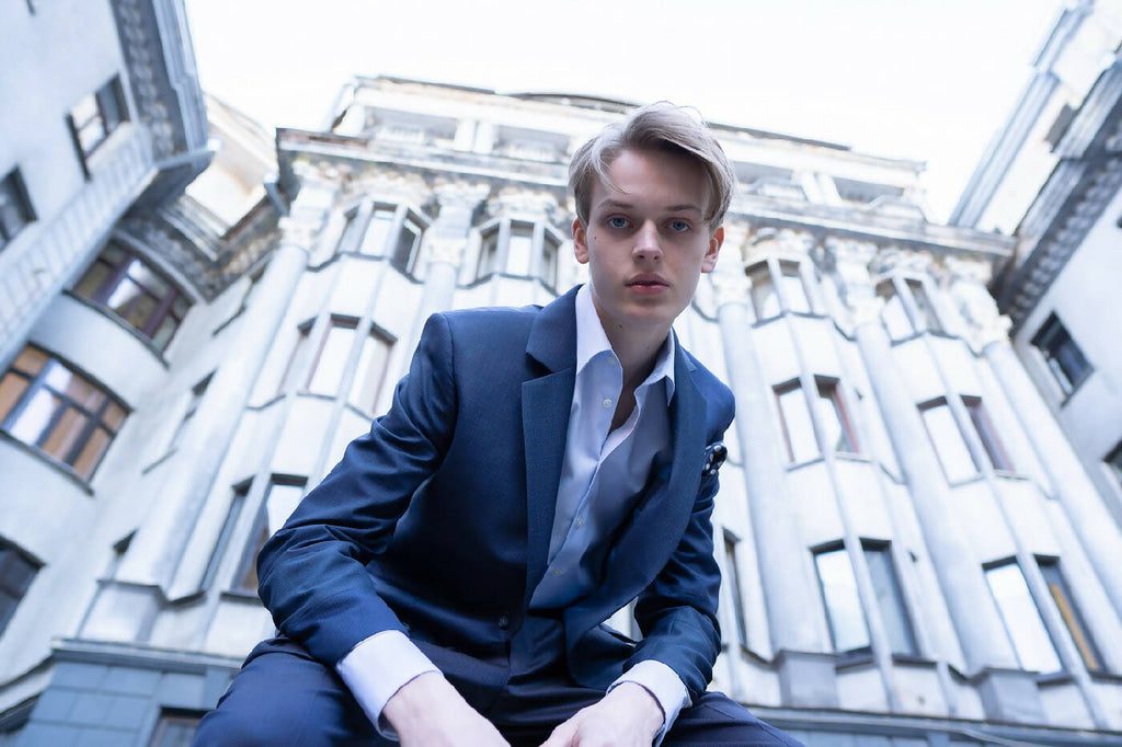 Sustainable Blue Men's Jacket from Scraps