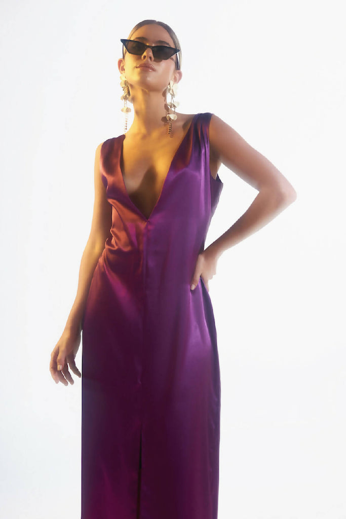 Venus Plunge Maxidress Purple