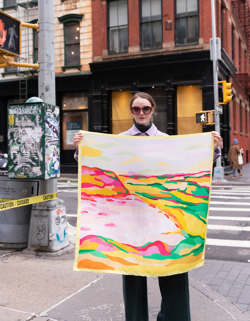 Double Sided Silk Scarf of The Harvest