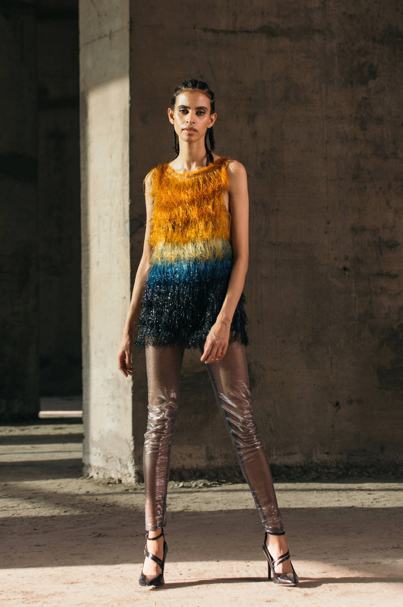 Gradient Glass Fringed Top