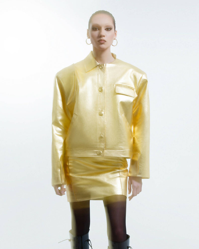 Golden faux leather skirt
