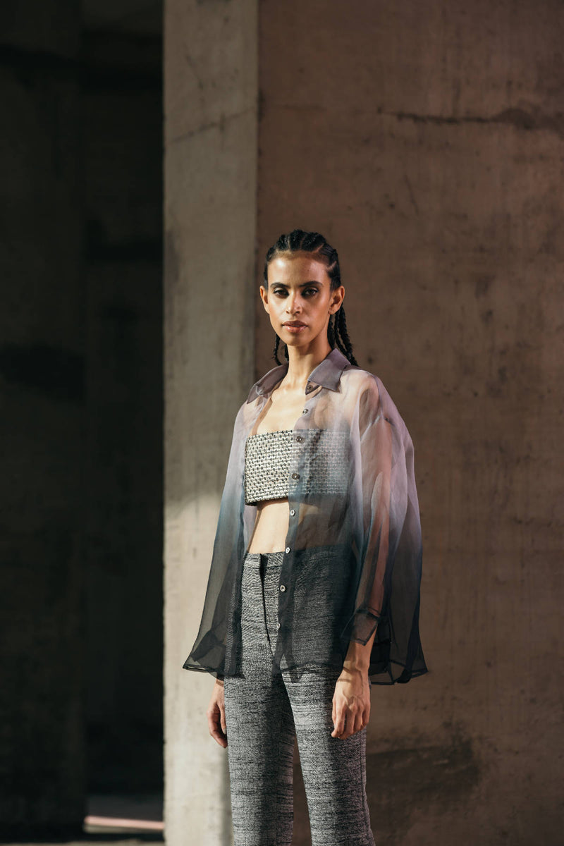 Gradient Silk Organza Shirt