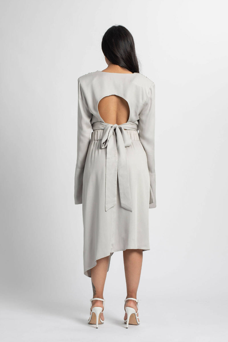 PLEATED SKIRT WITH ASYMMETRICAL OVERLAPPING