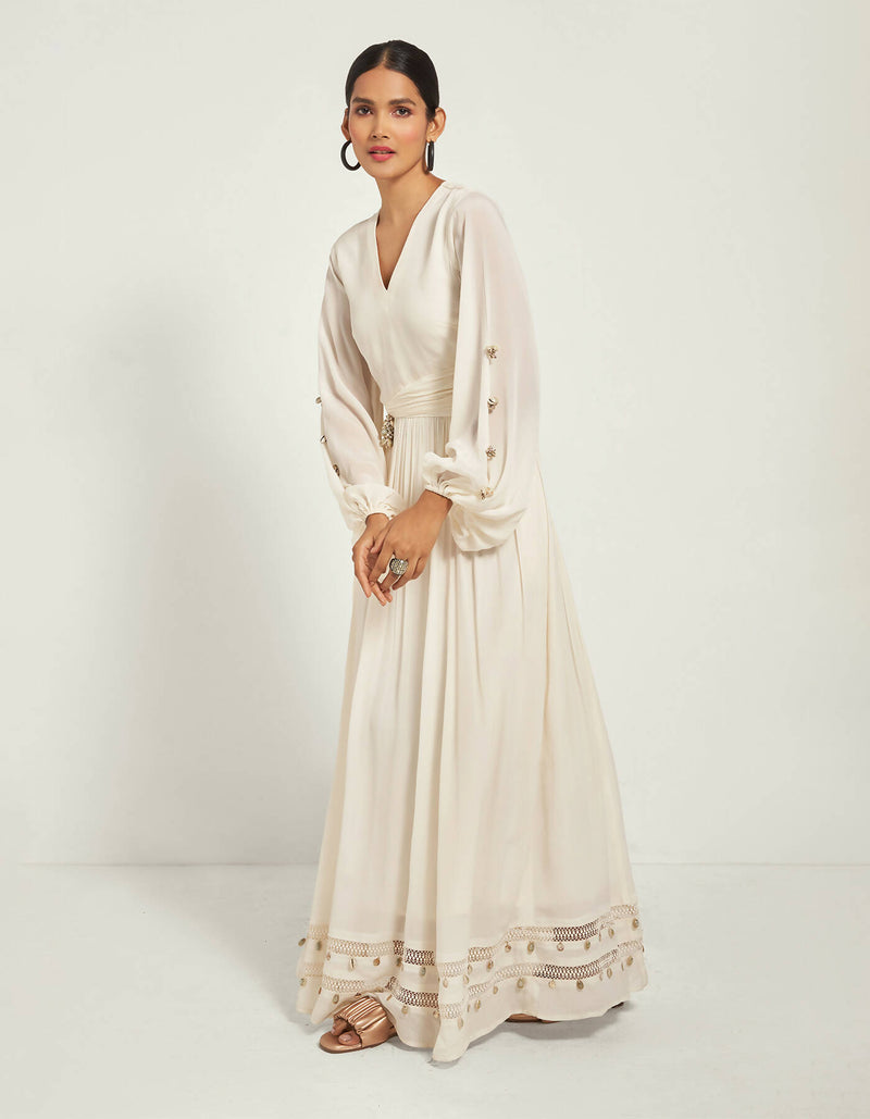 Ivory cut-out maxi dress