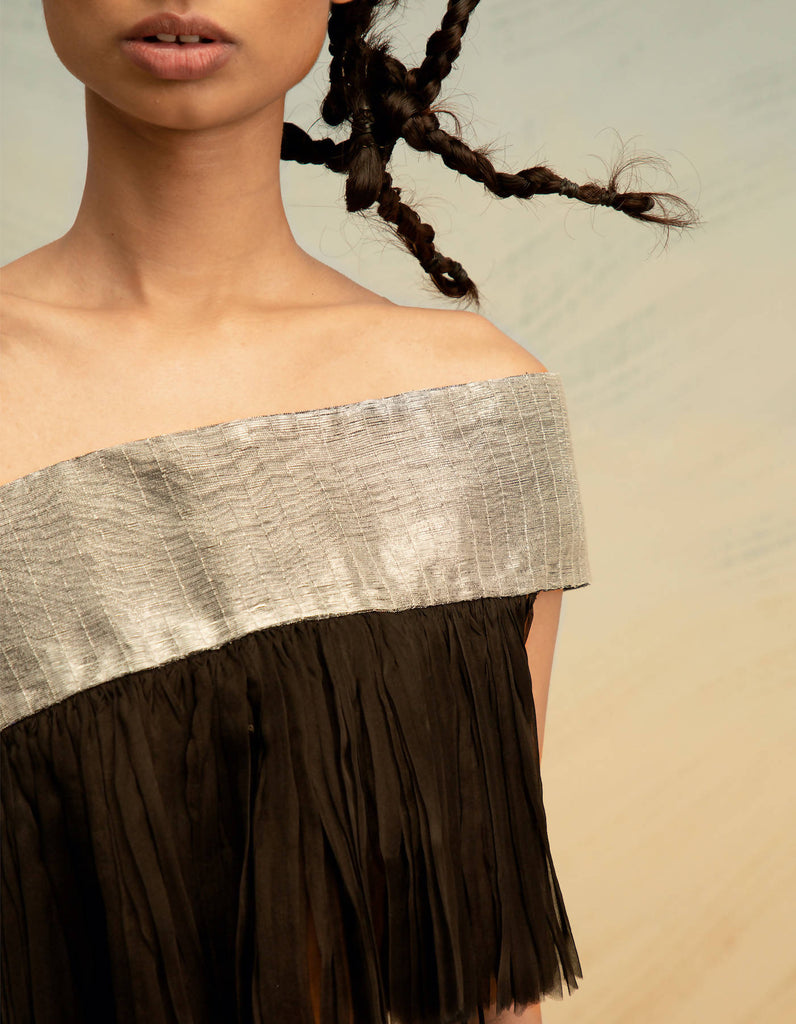 Glass-Organza Off-Shoulder Top