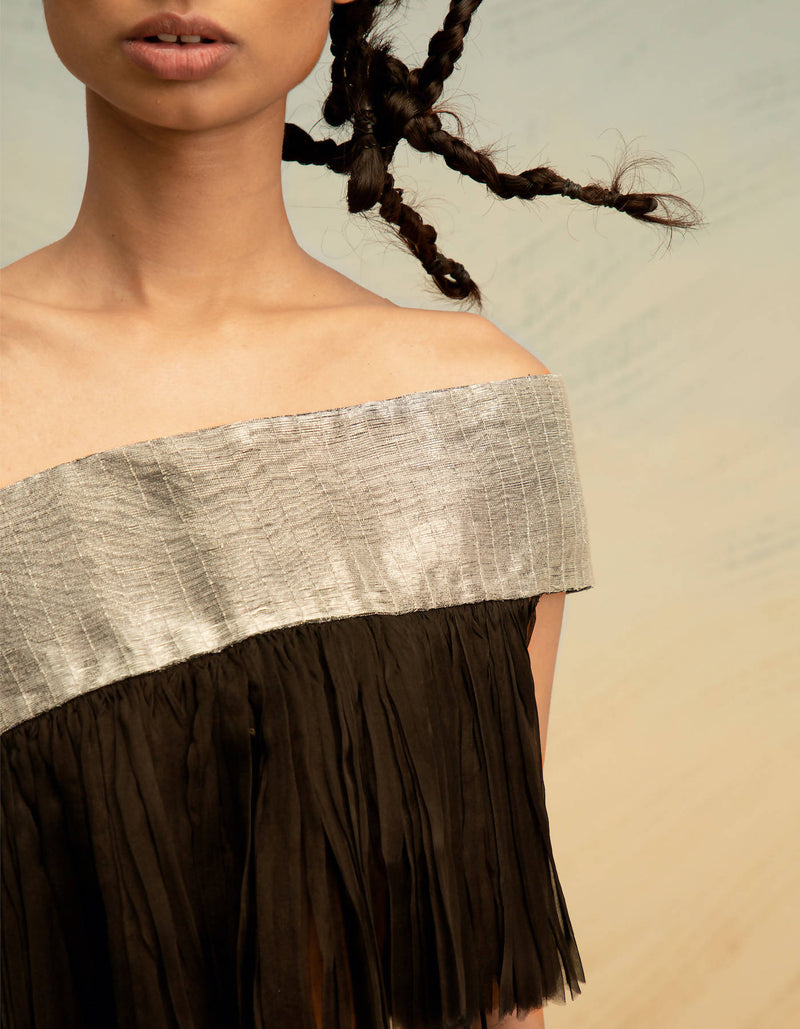 Glass-Organza Off-Shoulder Top