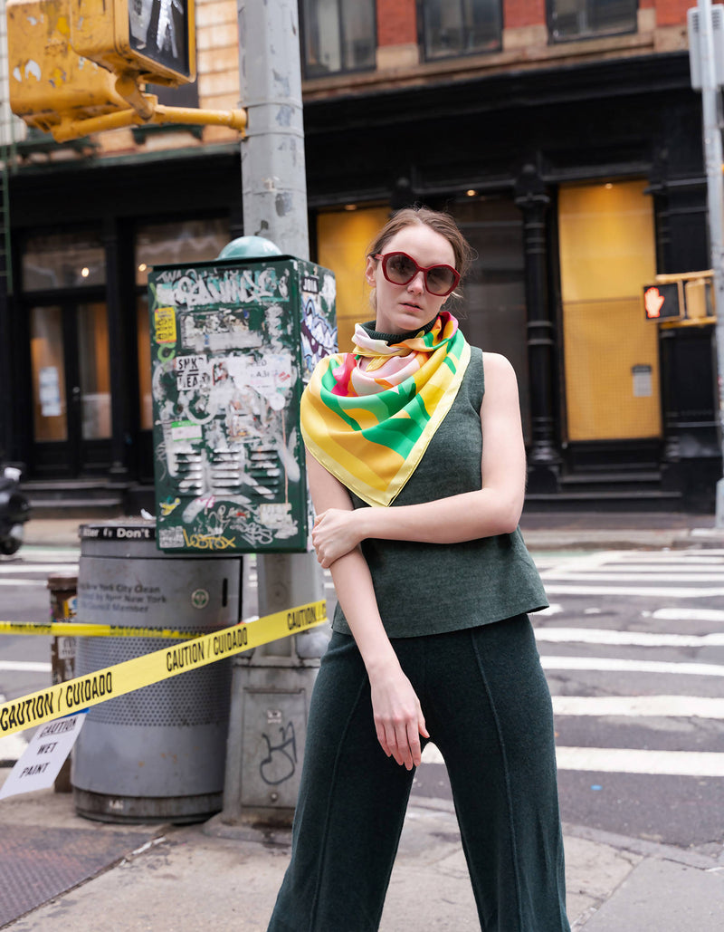 Double Sided Silk Scarf of The Harvest