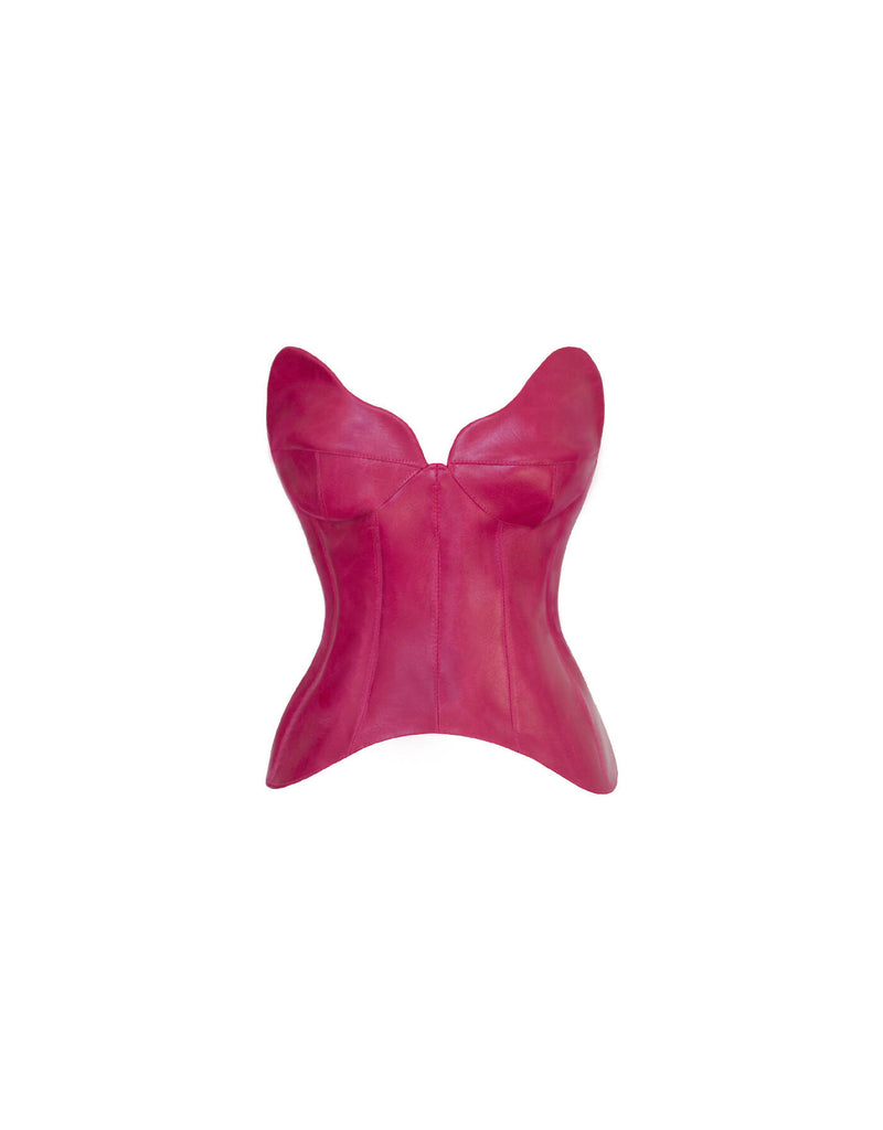 Fuchsia Leather Corset