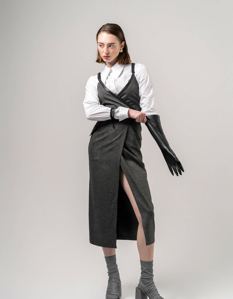 Sundress with a scent of suit fabric