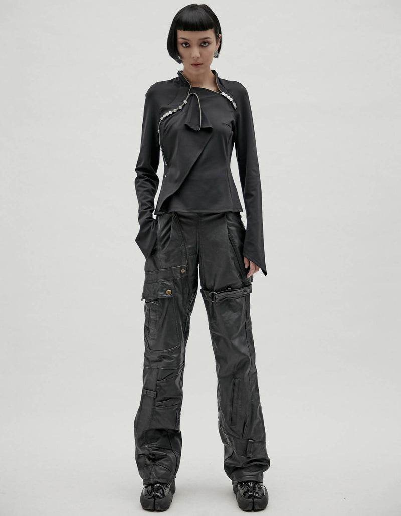 Mock Neck Drapping Top