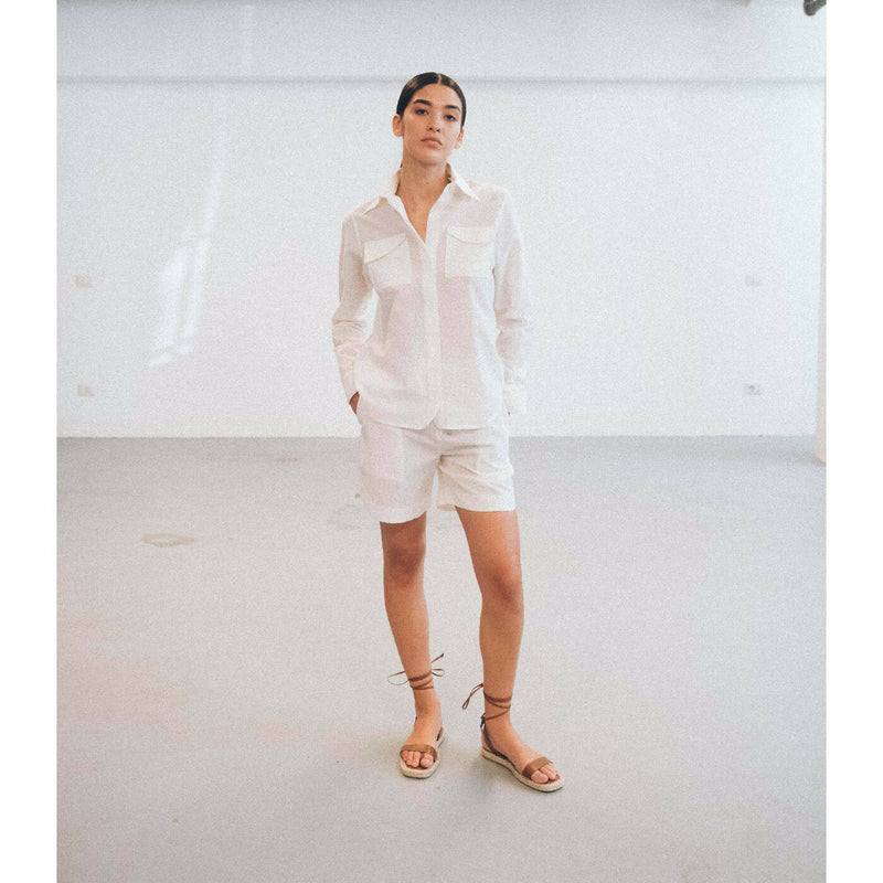 Camicia in lino con doppia tasca