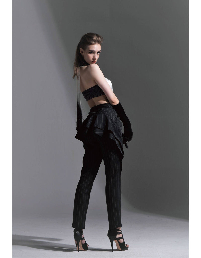 Wavy Straight Pants - Black
