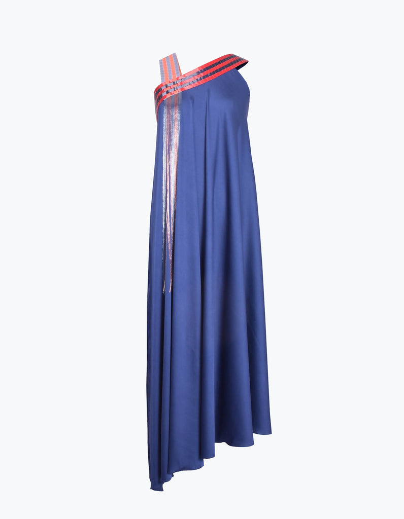 Striped Dress with Angular Hem