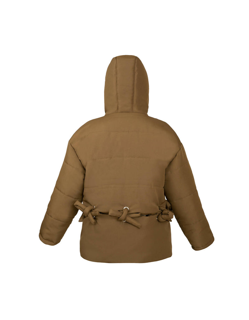 Hooded transformable puffer jacket