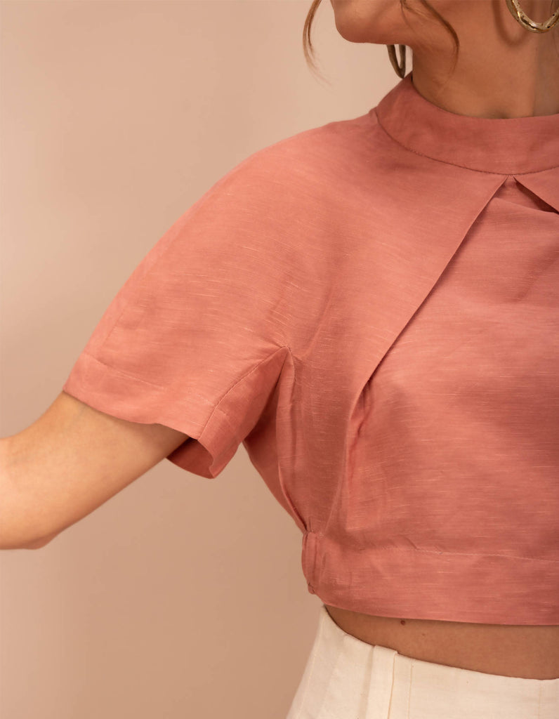 Dani Linen-Blend Cropped Top