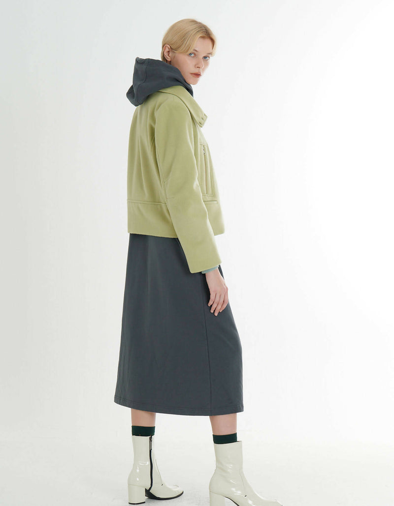 High-Neck Wool Crop Jacket