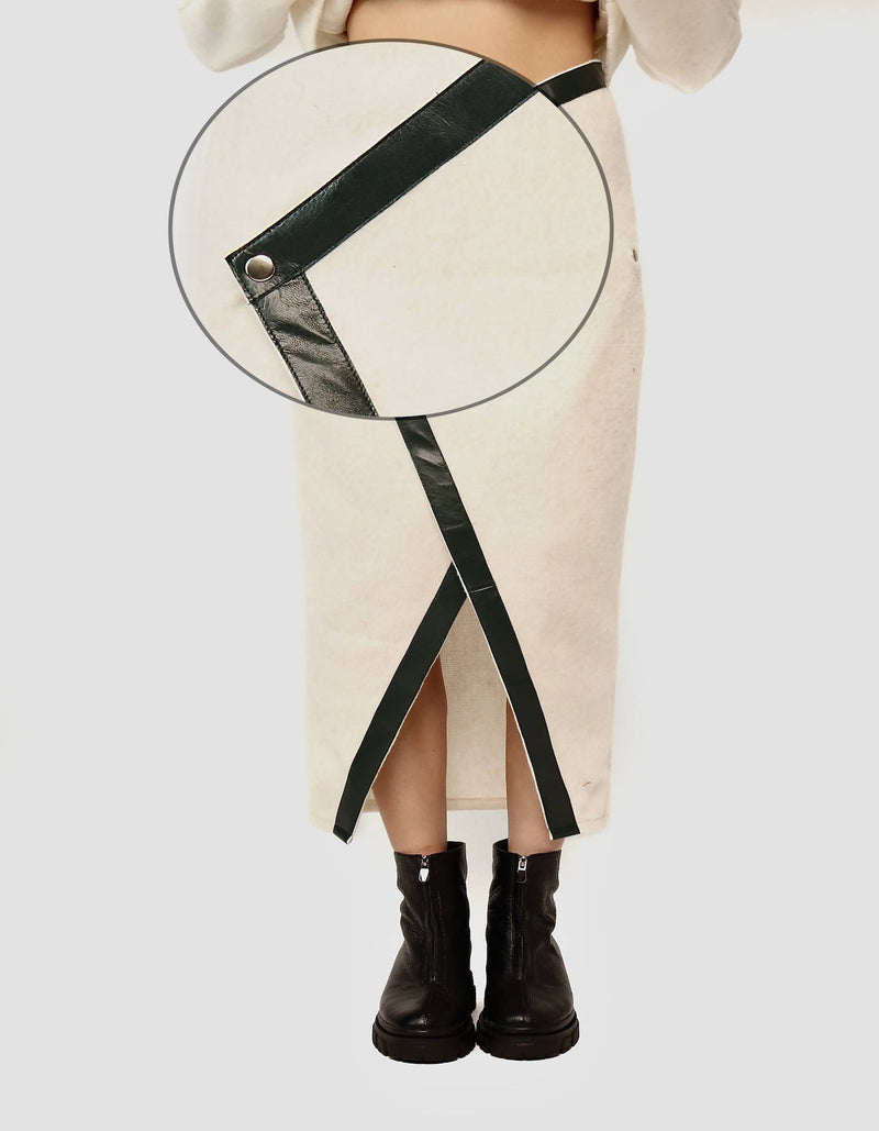 Casual Midi Wool Skirt on Staples in Pure White