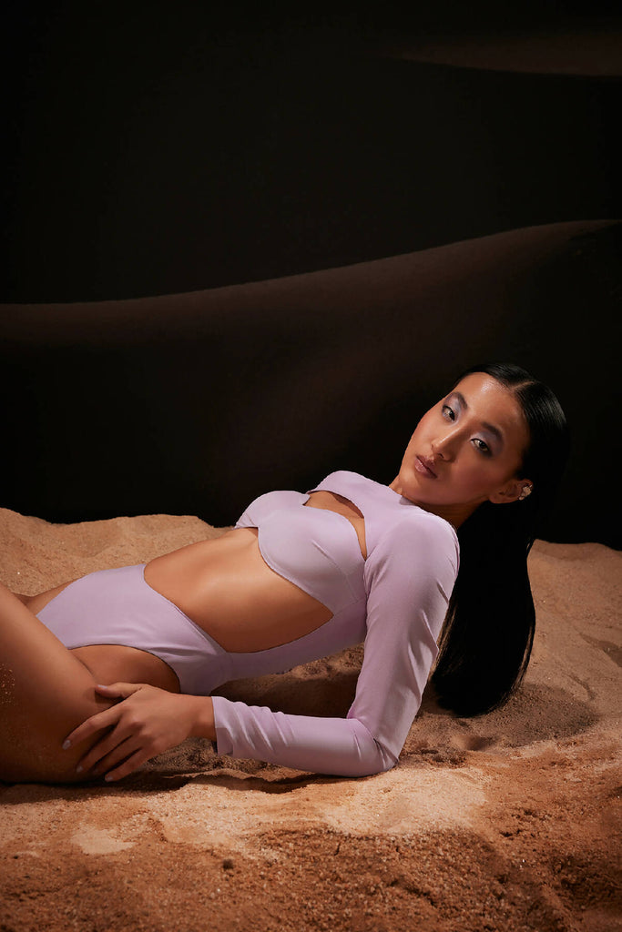 Sweetheart Cut-Out Bodysuit in Lilac
