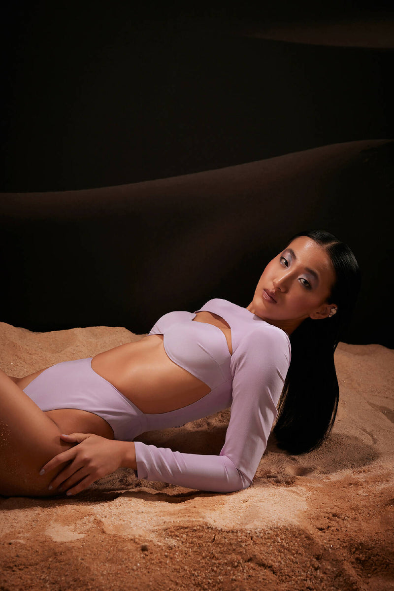 Sweetheart Cut-Out Bodysuit in Lilac