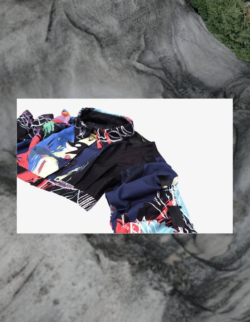Drawstring Sleeves Cropped Jacket In Printing