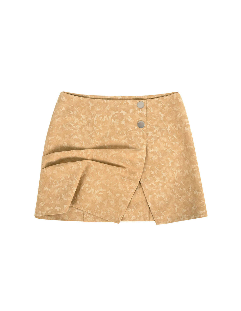 Suede Mini Wrap Skirt