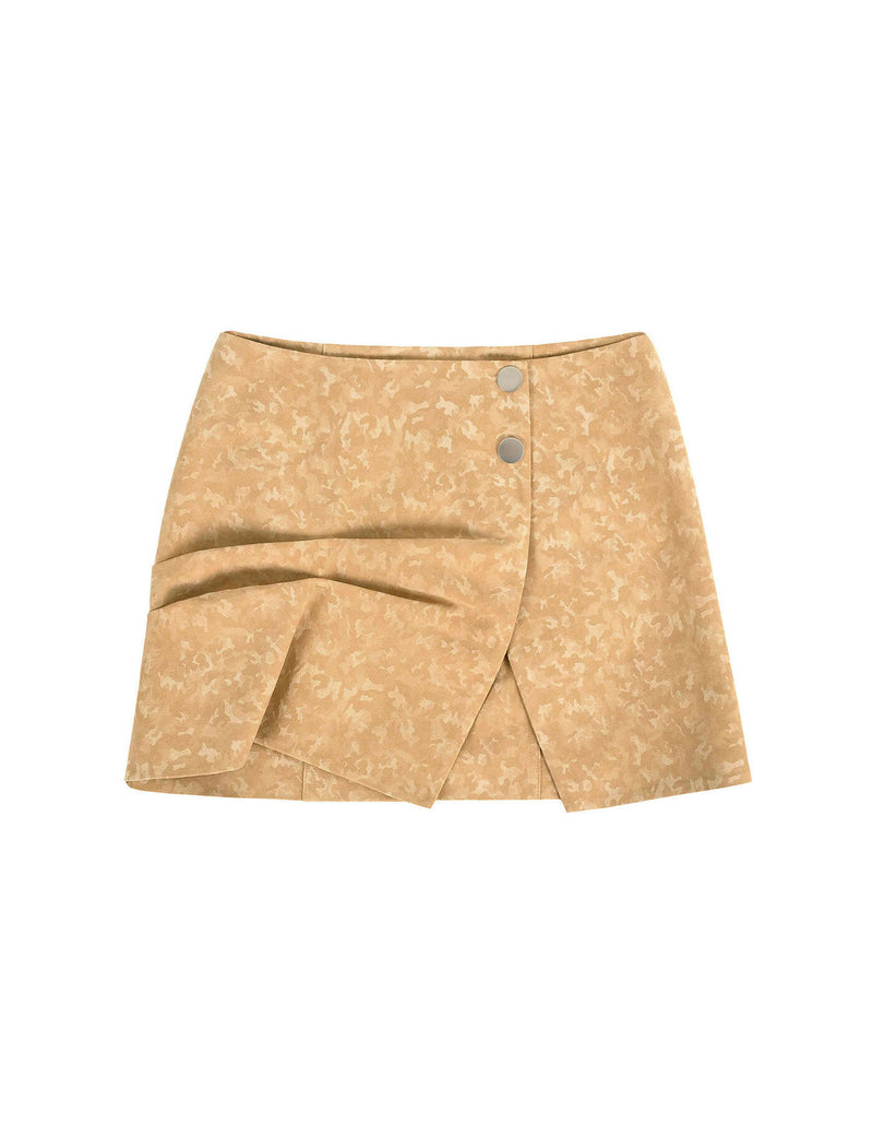 Suede Mini Wrap Skirt