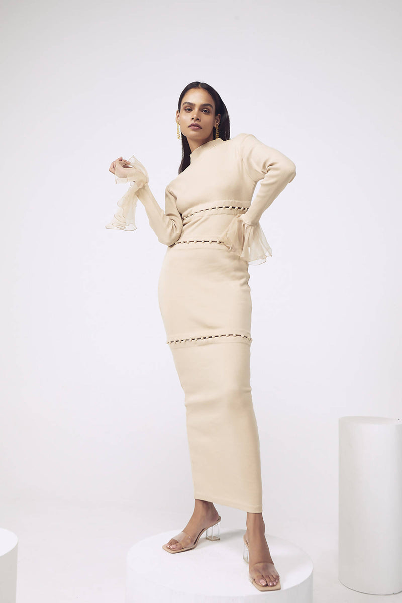 Bodycon Rib Maxi in Beige