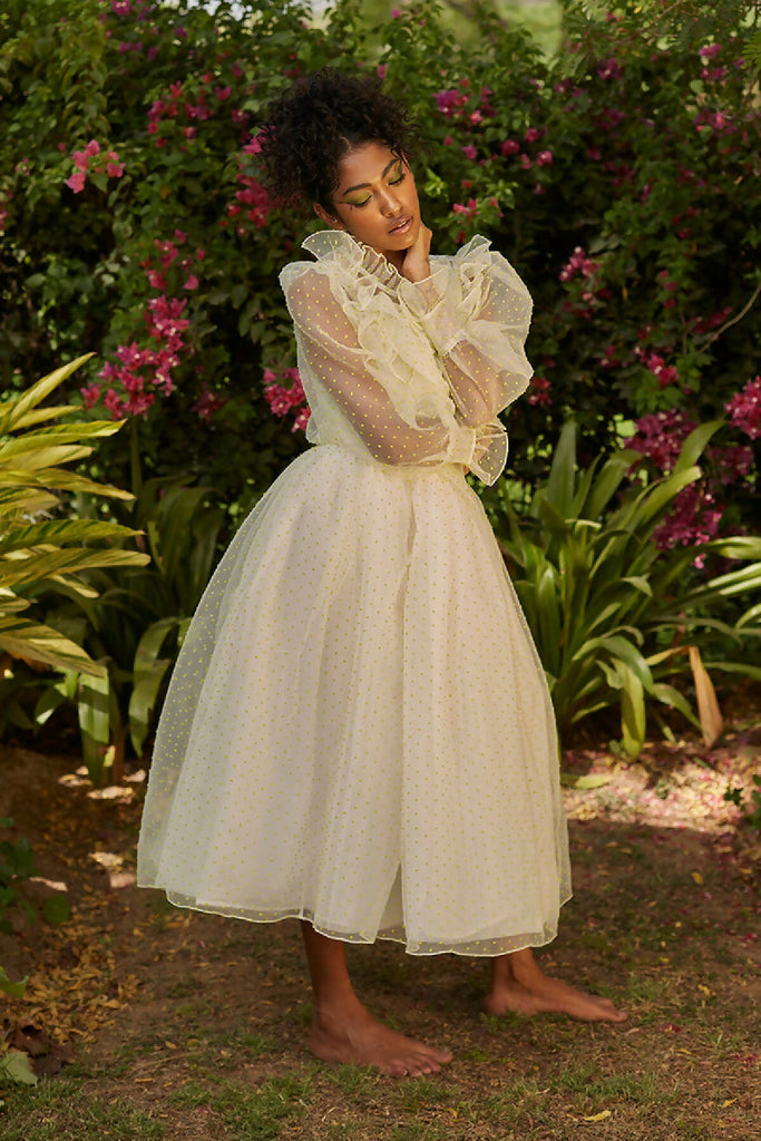 Polka Bow Organza Blouse