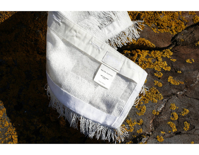 The silver check tweed horizontal panel is an exclusive unique sustainable piece made in France. It is made to be attached to the essential pieces to personalize them and wear them your unique way.