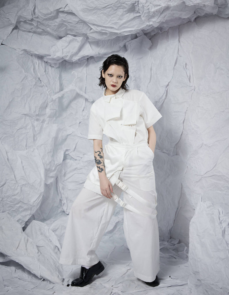 Half Waistcoat Wide-Leg Trousers