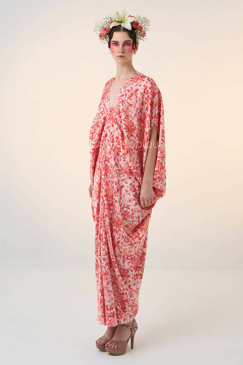FLORAL HEART DRAPE KAFTAN