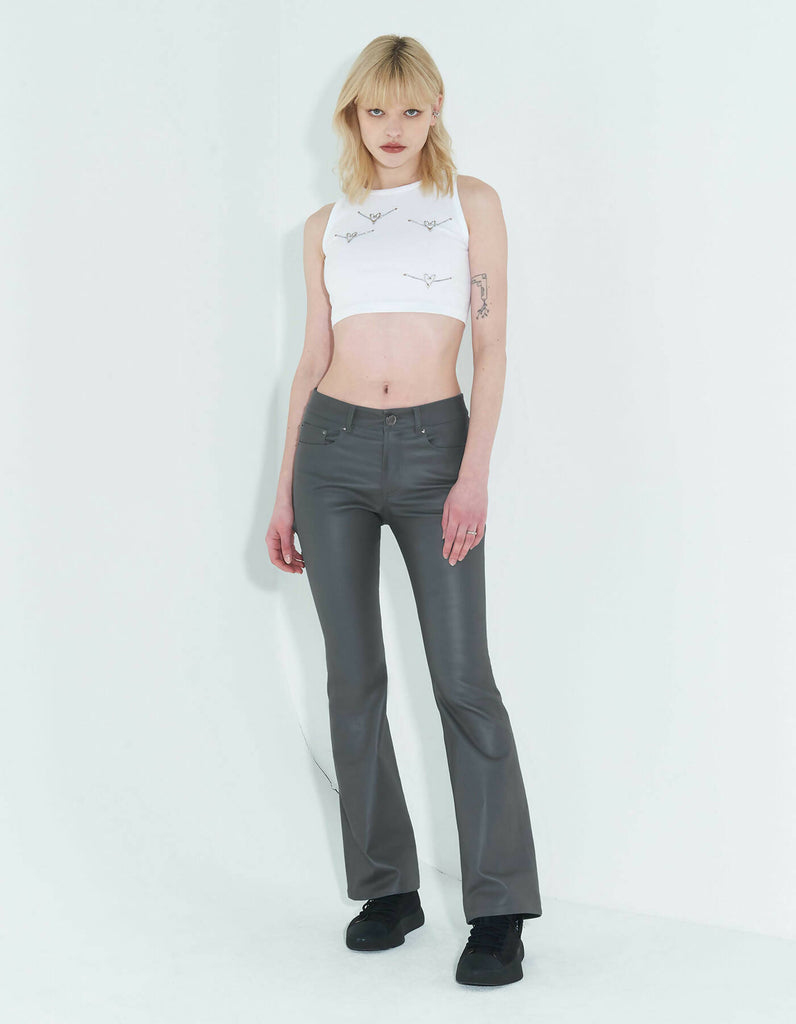 Coated Back Slit Jeans